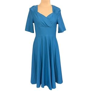 Vintage Muxxn Blue Midi Rockabilly A-Line Dress, Size 14